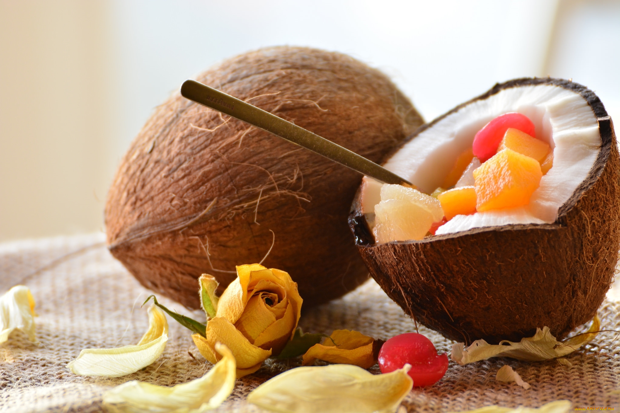 coco com fruta