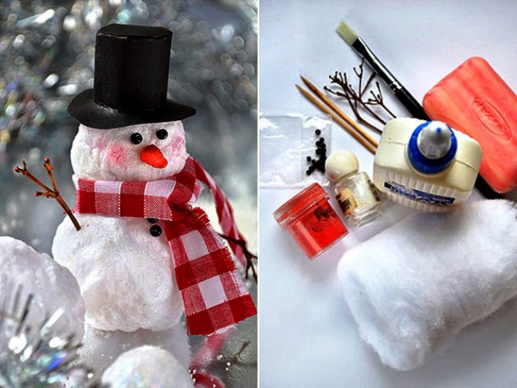 boneco de neve de algodão