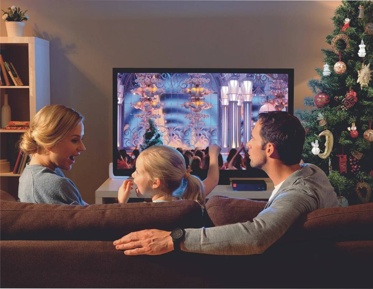 family watching tv photo