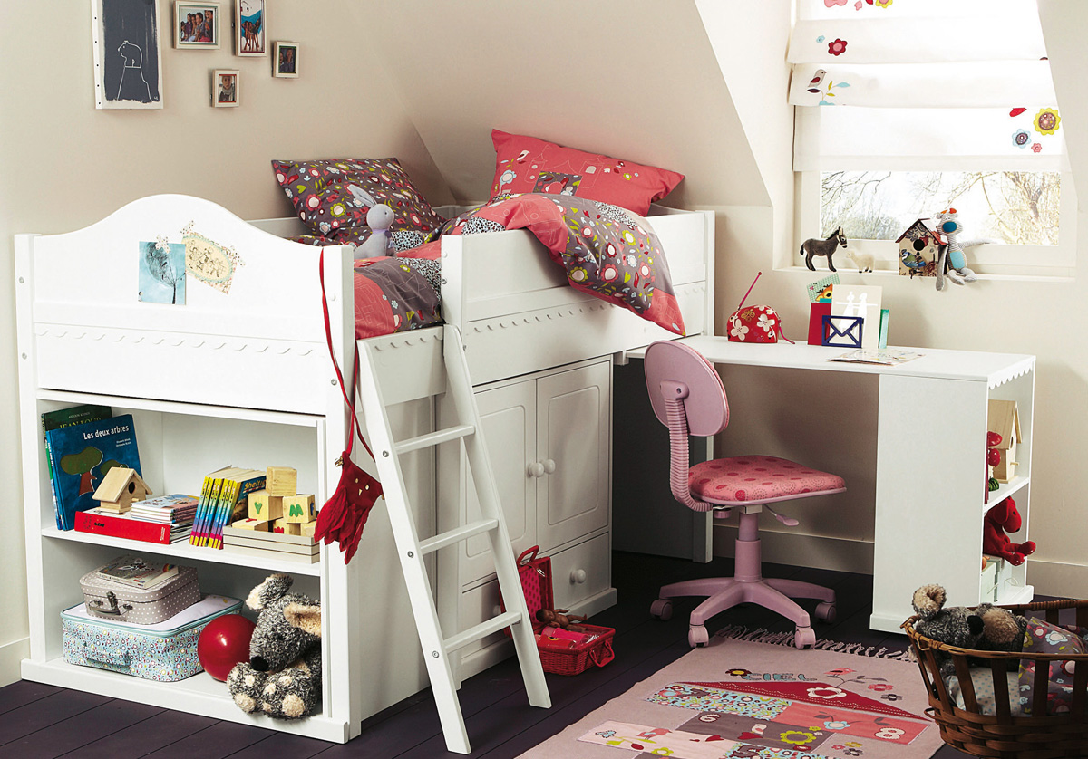 cama de bebé loft blanco