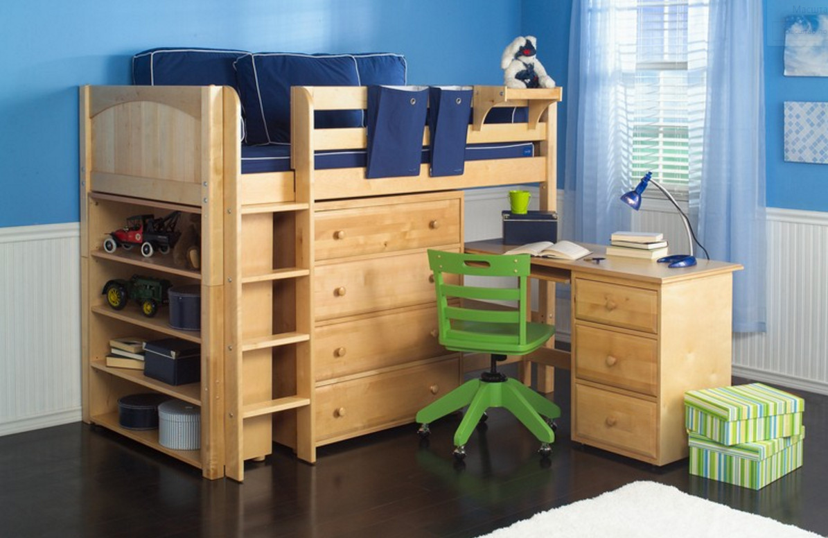 loft de cama para niños de madera