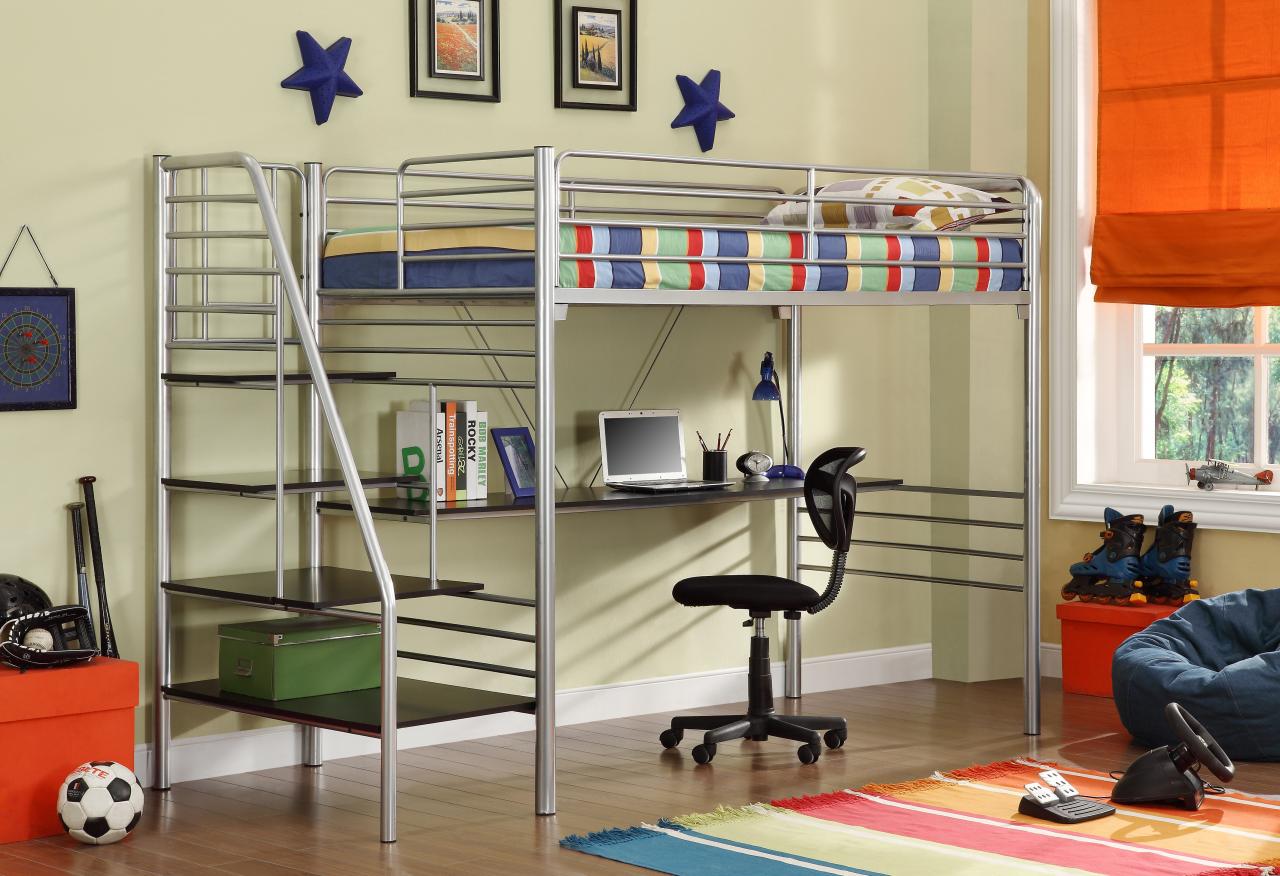 cama para niños loft metal