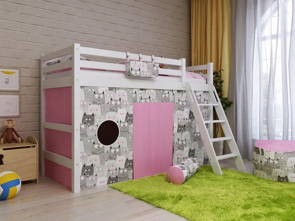 cama alta para niños con zona de juegos