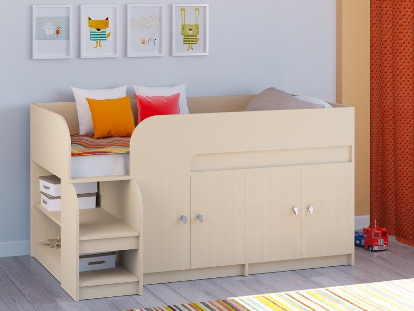 cama alta para niños con armario