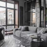 idées de design de canapés gris marron