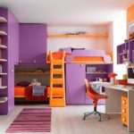 orange-lilac bed for girls