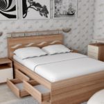 Doppelbett mit Schubladen Fotodekor