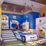 lit de voiture pour un garçon dans une grande chambre