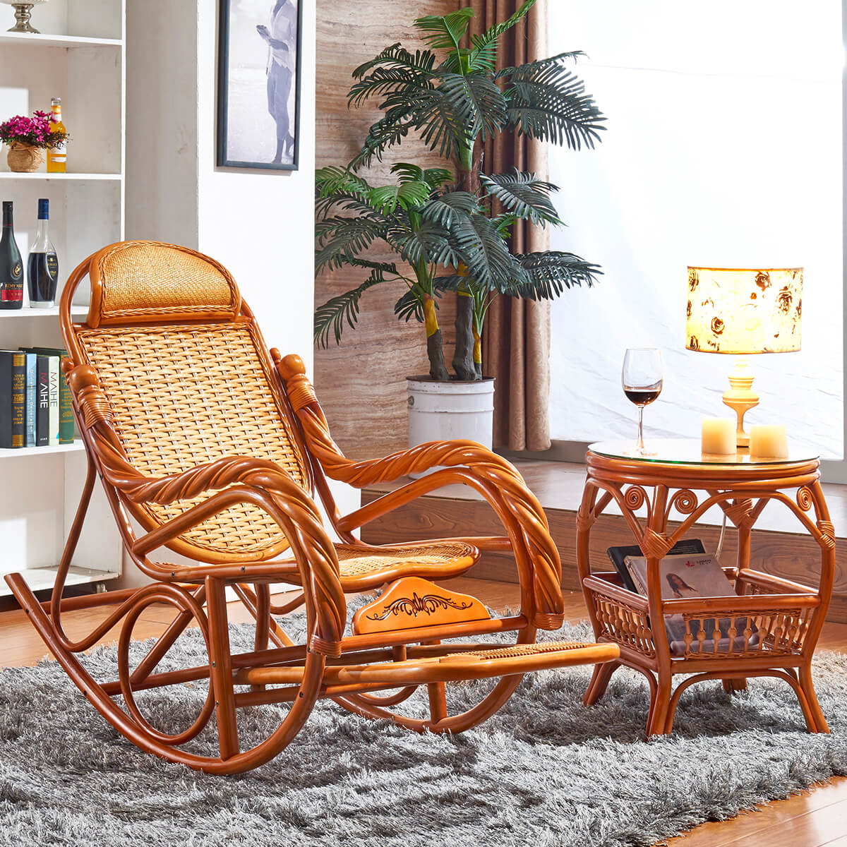 chaise à bascule en osier