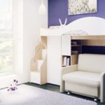 cama alta en el diseño de la foto del cuarto de niños