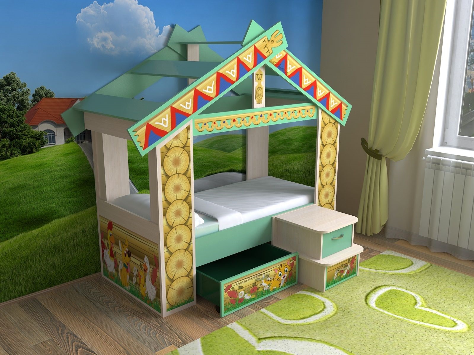 lit-maison pour les teintures d'enfants