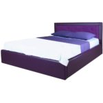 lit avec mécanisme de levage violet foncé