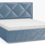 lit avec mécanisme de levage bleu double