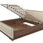 lit avec mécanisme de levage en bois naturel