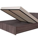 lit avec mécanisme de levage en bois clair