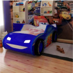 voiture-lit bleue pour garçon avec phares