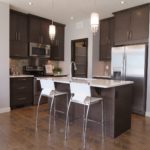 refrigerator cabinet brown kitchen