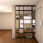 Kleiderschrank-Trennwand braune Regale