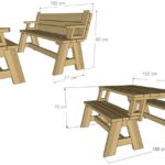 table convertible avec deux bancs