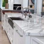 white marble look kitchen countertop
