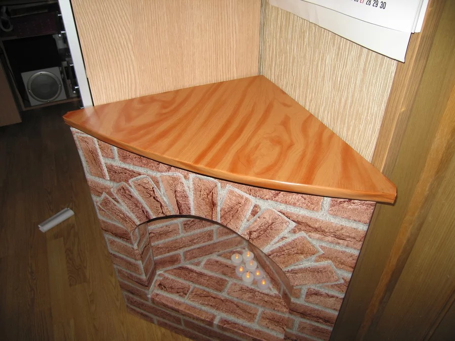 corner fireplace from boxes