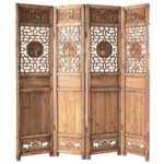 paravent à motifs en bois
