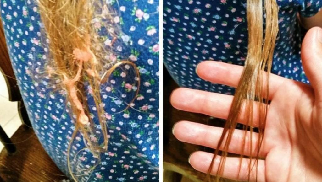 cabelo de goma de mascar