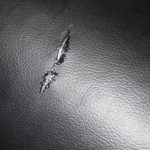 griffure sur la veste en cuir