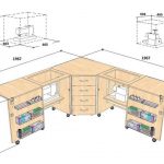 un exemple de dessin d'une table d'angle pour une machine à coudre