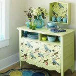 commode de serviettage oiseaux bleus