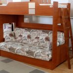 lit superposé pour enfants marron avec un canapé