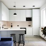 kitchen set with bar stools