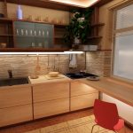 kitchen set with red chair