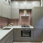 kitchen unit checkered wall
