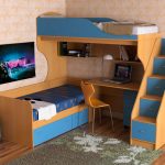 complex for two children with a desk and a ladder