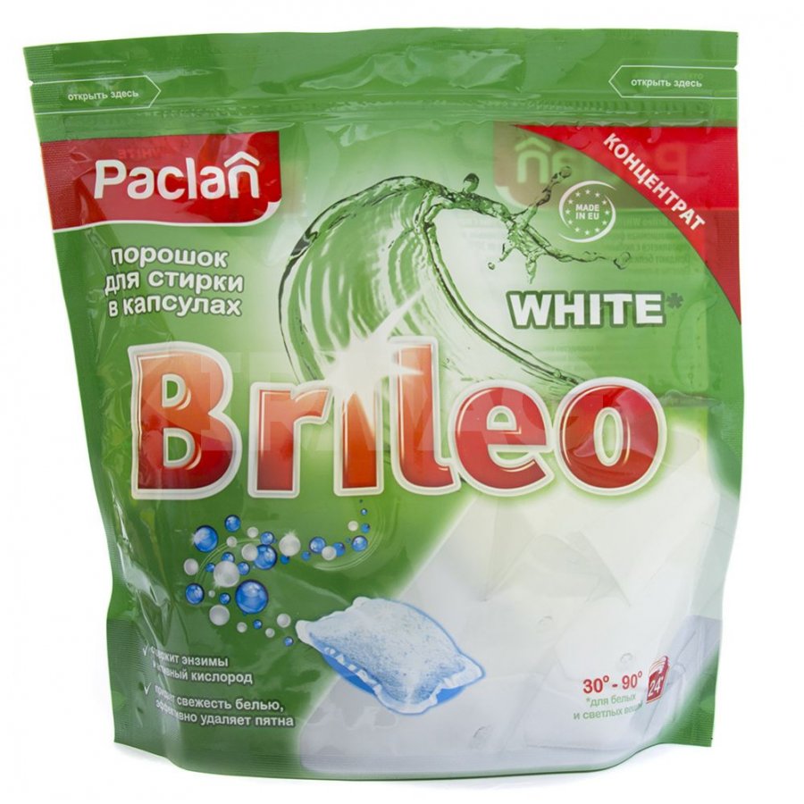 capsules de lavage Paclan Brileo Blanc
