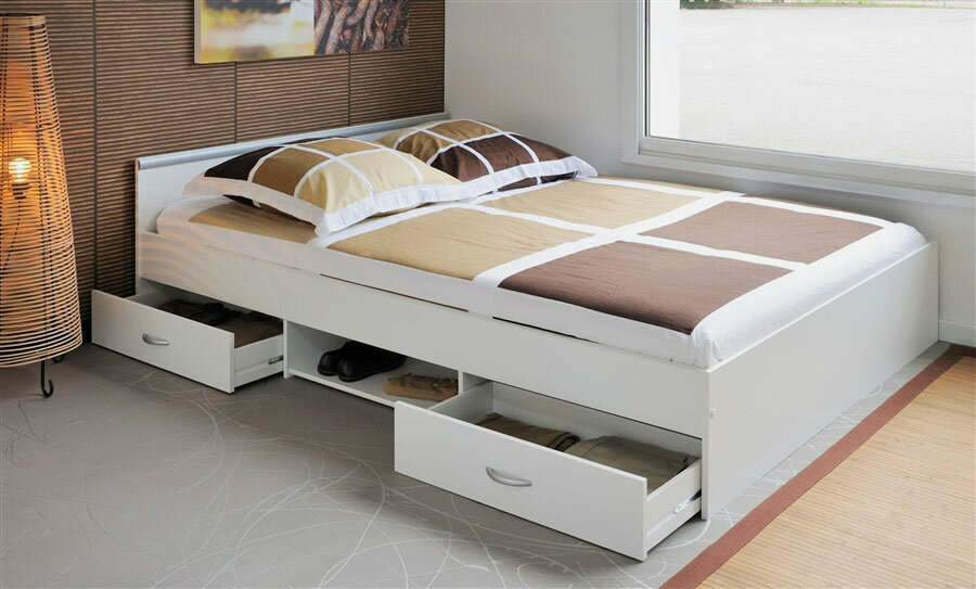 Bett mit Schubladen Designfoto