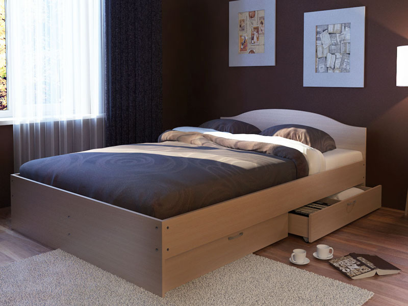 Bett mit Schubladen-Design