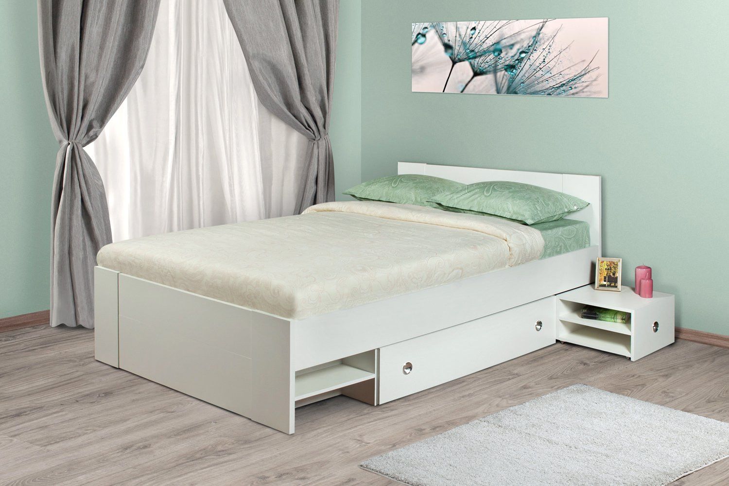 Bett mit Schubladen Fotodesign