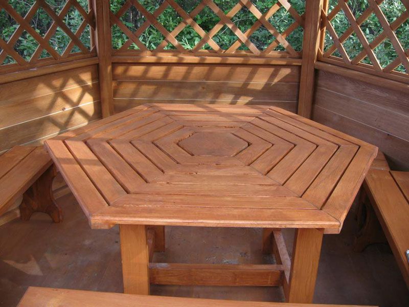 table de gazebo hexagonale