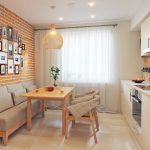 cocina de 9 metros cuadrados con sofá interior