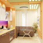 Cocina de 9 metros cuadrados con ideas para el interior del sofá.