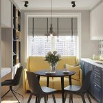 cocina de 9 metros cuadrados con vistas al sofá