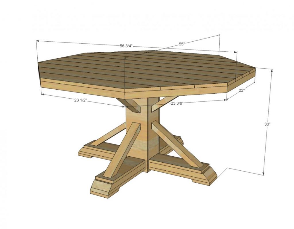 exemple de dessin pour une table hexagonale
