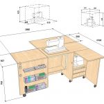 un exemple de dessin d'une table pour une machine à coudre avec des margelles