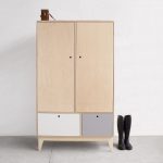 plywood wardrobe with boots