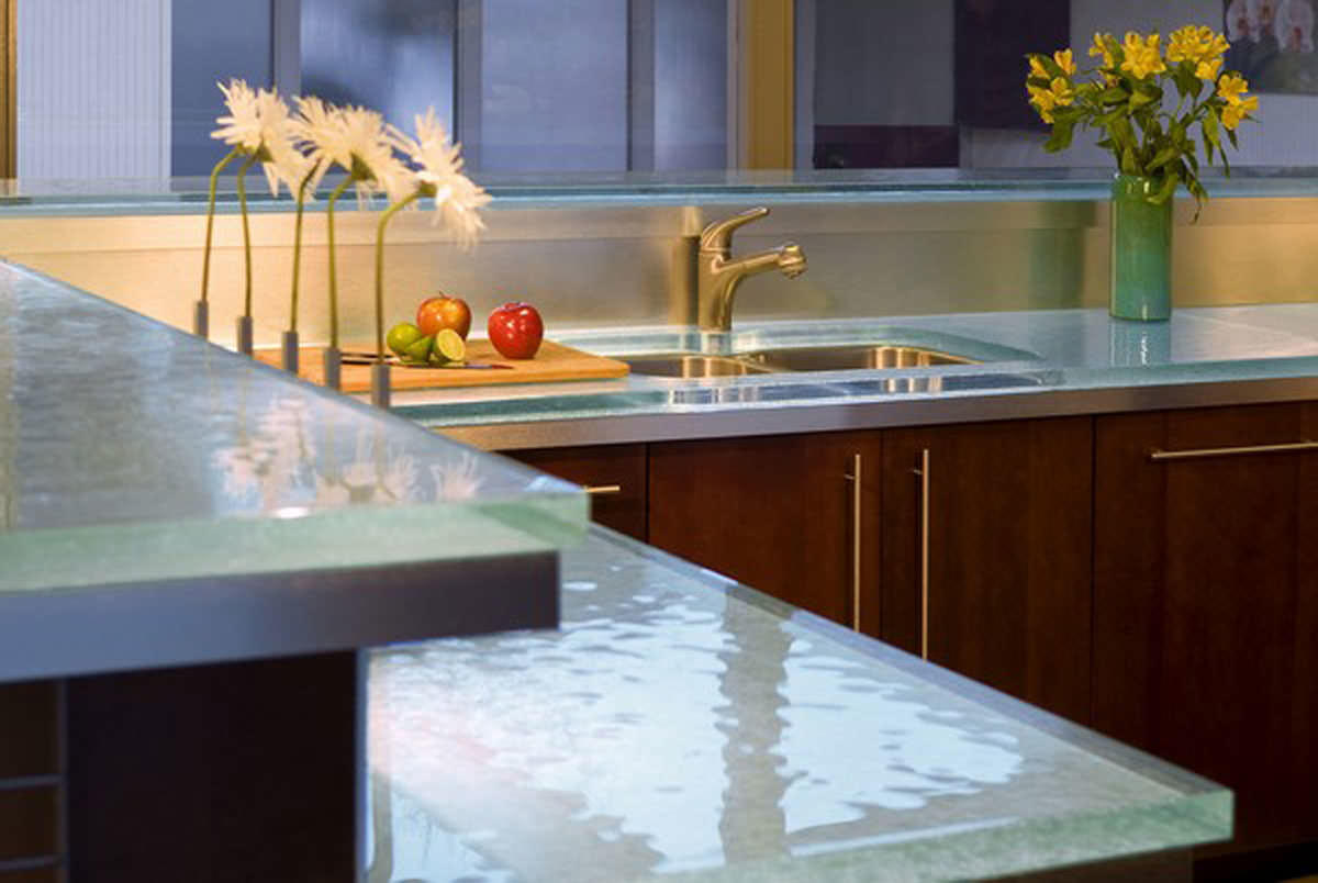 dessus de table en verre