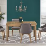 table de cuisine contre un mur turquoise