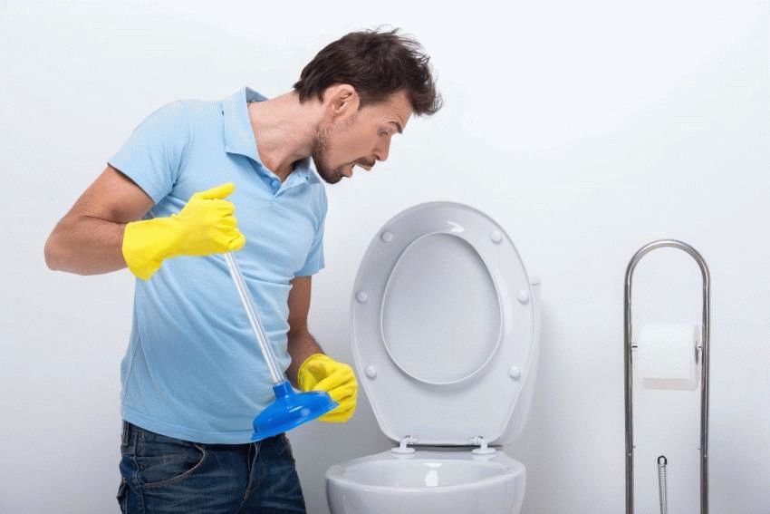 un blocco nella toilette che eliminare