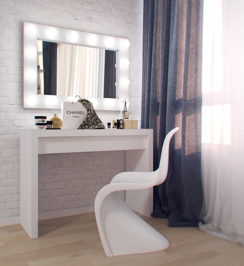 coiffeuse avec miroir et éclairage